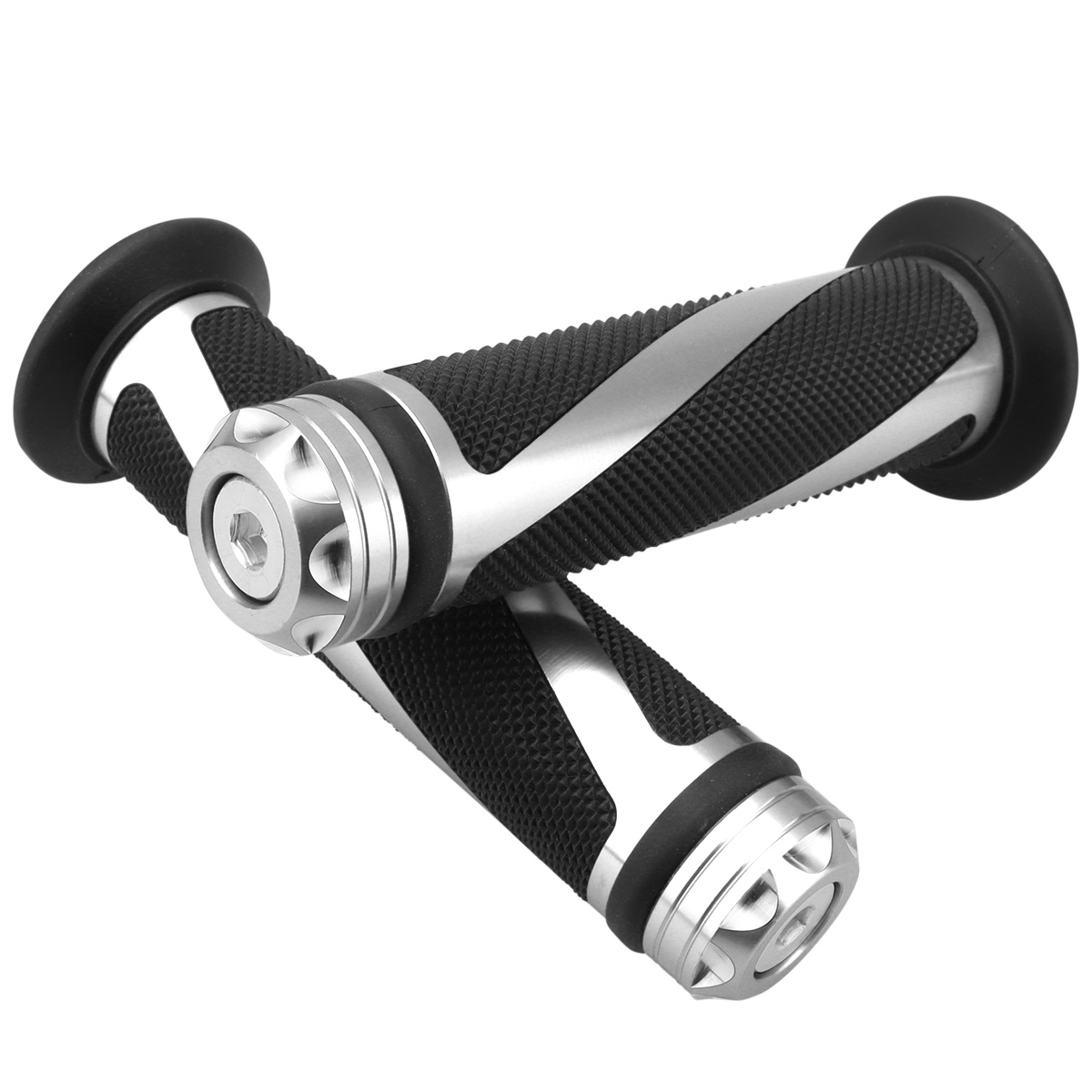 バイク グリップ ハンドル アルミ ラバー バーエンド付き 22.2mm用