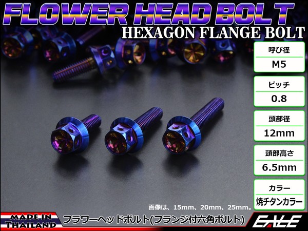 M5×15mm フラワーヘッドボルト ステンレス製フランジ付き六角ボルト スクリーンやカウリングなどに 焼チタンカラー TB0537  :TB0537:オートパーツ専門店 EALE store - 通販 - Yahoo!ショッピング