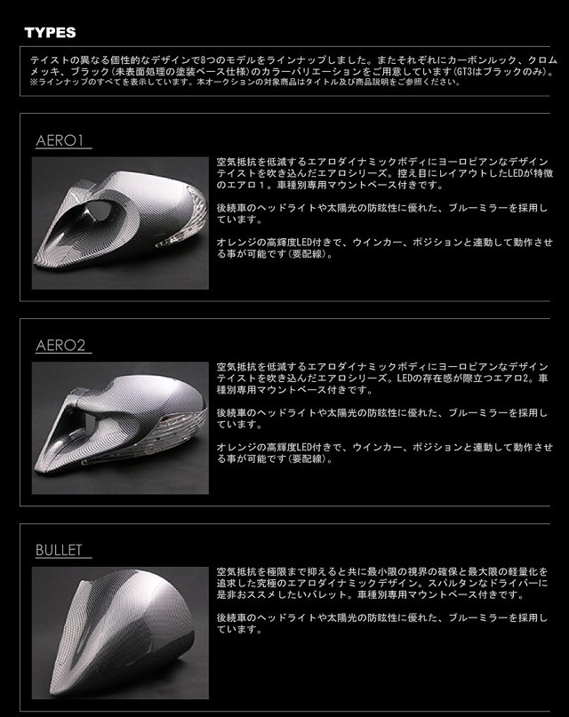 PHANTOM エアロミラー 車種別サイドミラー AERO1 LEDウインカー