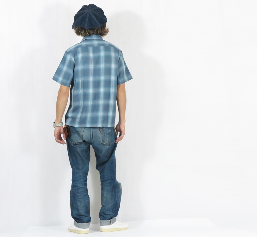 フェローズ チェックシャツ S 日本製 未使用 コットンリネン 春夏 Pherrow's（フェローズ） 半袖 イタリアンカラー チェック柄 テンセル