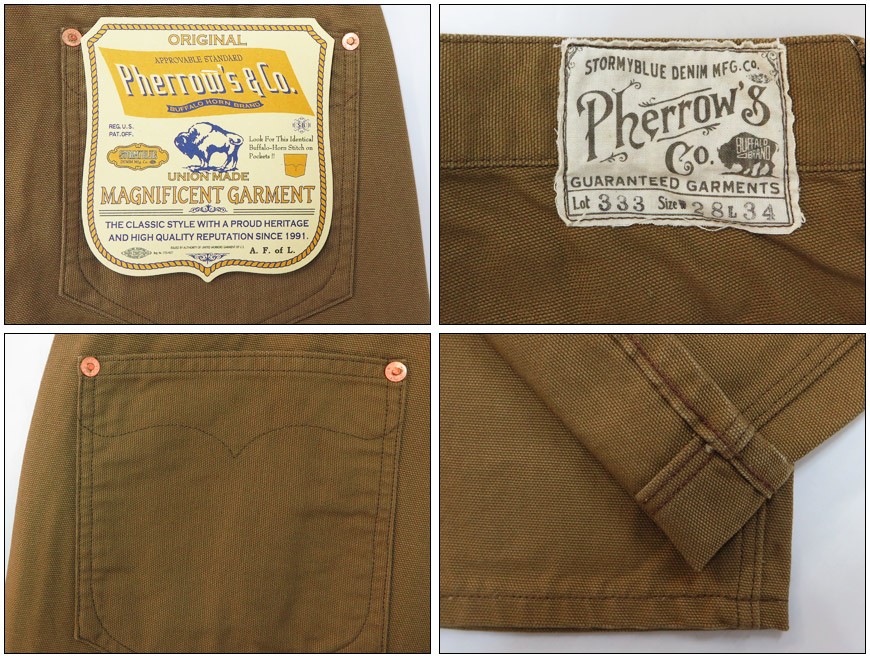 【爆売り！】 フェローズ Pherrow's 1930's ワークパンツ ブラウンダック パンツ
