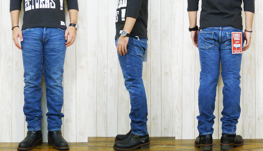 ダブルワークス DUBBLE WORKS ユーズドウォッシュ ジーンズ レギュラーストレート ジーパン Ｇパン デニム 6601xx-uw DUBBLEWORKS（ダブルワークス） ユーズドウォッシュ ジーンズ スリム