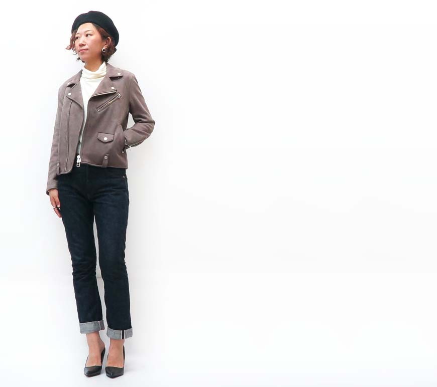 Allumer アリュメール 長袖 ヴィーガンスウェード ライダース