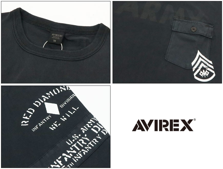 AVIREX アビレックス 長袖 コンビネーション アーミー Tシャツ