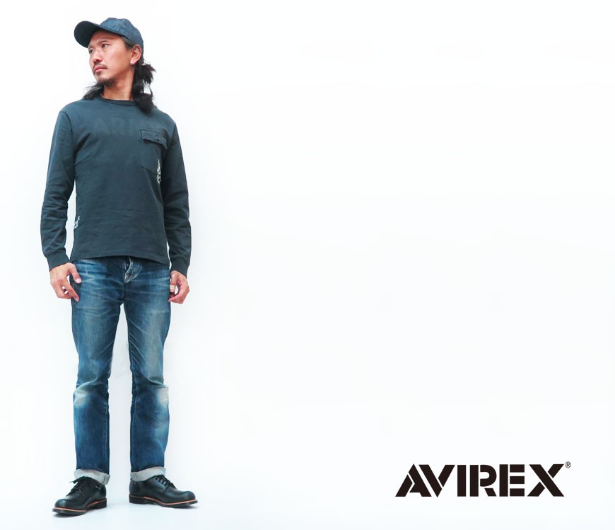 AVIREX アビレックス 長袖 コンビネーション アーミー Tシャツ