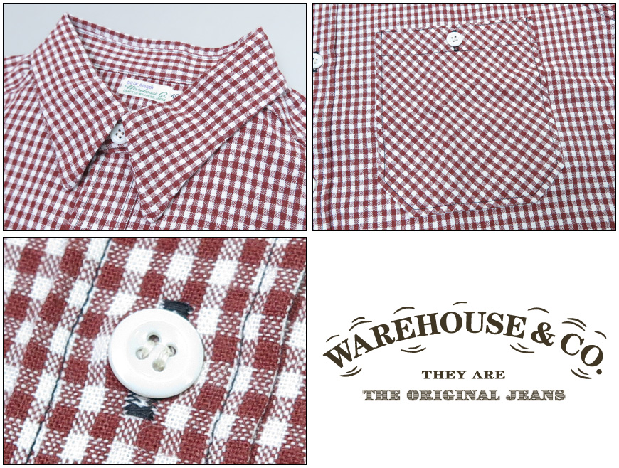 2025春夏モデルWAREHOUSE & CO. 半袖シャツ38コットンリネン