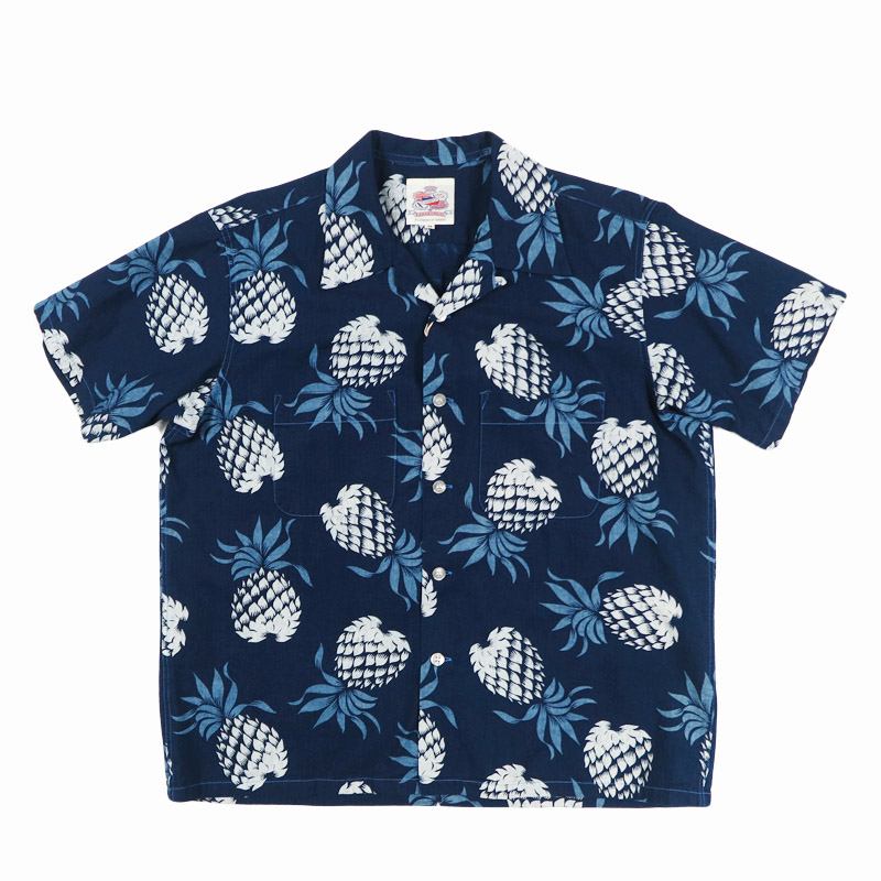 サンサーフ　アロハシャツ ネイビー 花柄 Alohaタグ付き SUN SURF サンサーフ デュークカハナモク 半袖 インディゴコットン