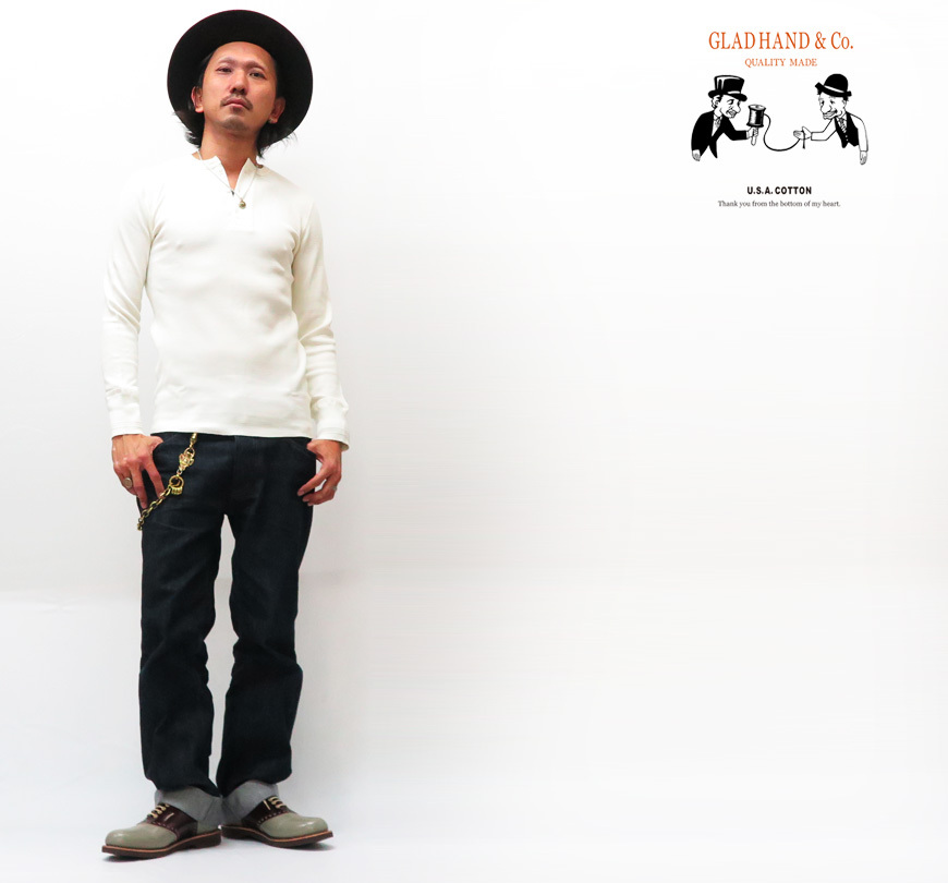 GLAD HAND グラッドハンド 長袖 Tシャツ ヘンリーネック