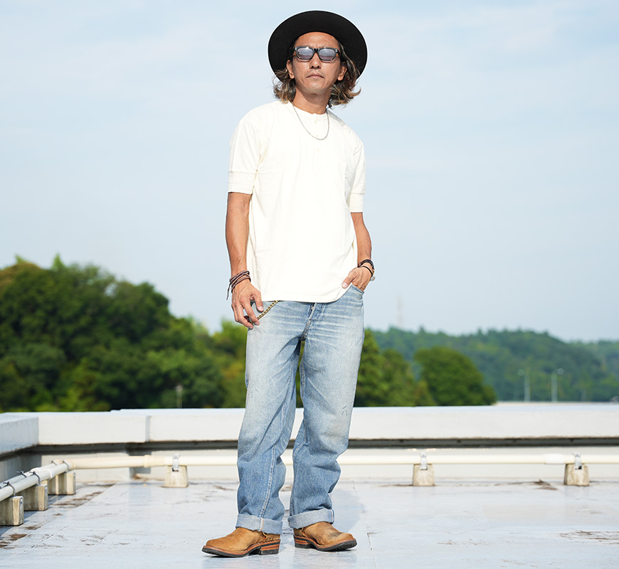 GLAD HAND（グラッドハンド） 半袖 Tシャツ ヘンリーネック 胸ポケット