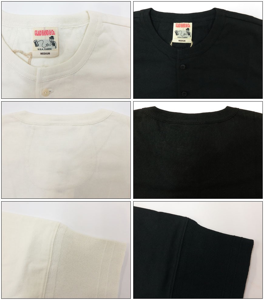 GLAD HAND（グラッドハンド） 5分袖 ヘンリーネック ポケット Tシャツ