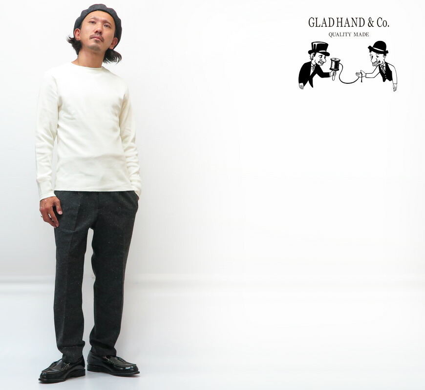 GLAD HAND（グラッドハンド） 長袖 Tシャツ クルーネック ワッフル生地 