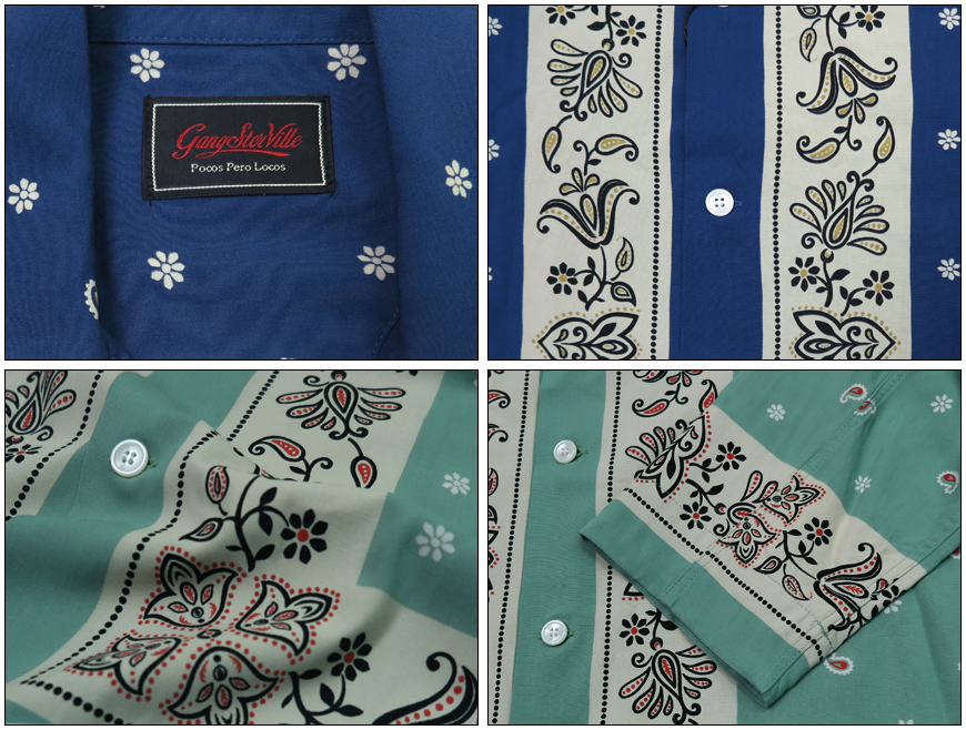 GANGSTERVILLE ギャングスタービル 長袖 レーヨン オープンカラー シャツ DIEGO ペイズリー柄 GLAD HAND グラッドハンド GSV-24-SS-08 GANGSTERVILLE（ギャングスタービル） 長袖 レーヨン オープンカラー