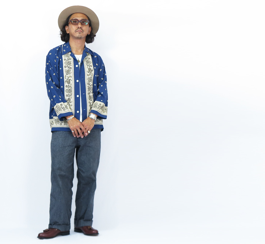 GANGSTERVILLE（ギャングスタービル） 長袖 レーヨン オープンカラー