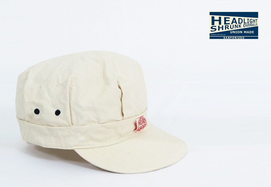 30s40s ヘッドライト　ワークキャップ SUGAR CANE HEAD LIGHT ヘッドライト 実名復刻 9oz WHITE BOAT