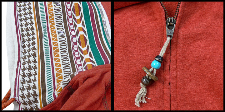 空 KU エスニック柄フルジップスウェット（トレーナー）パーカー