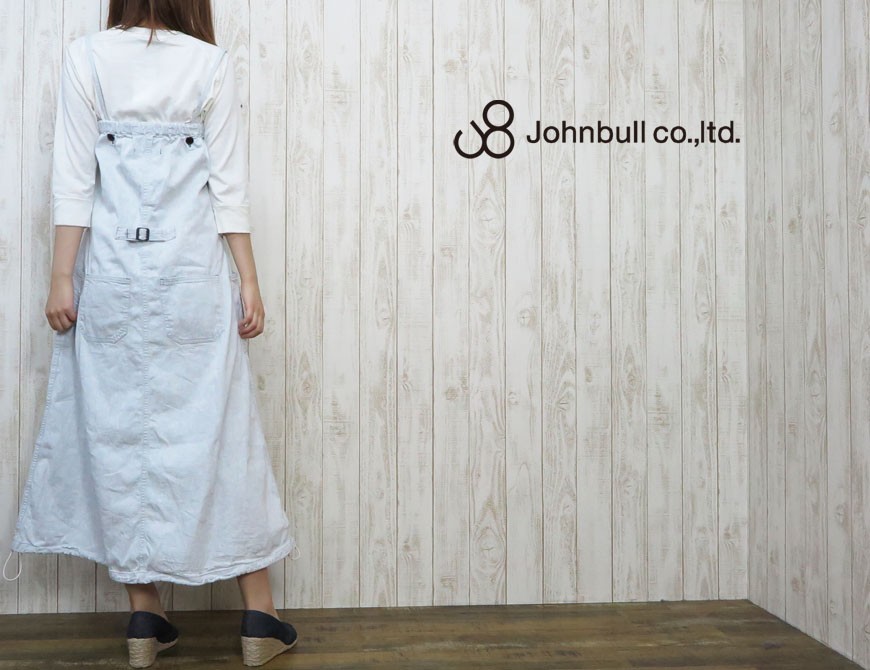 【JOHNBULL】 3/4デニムサロペット AP233 ホワイトデニム