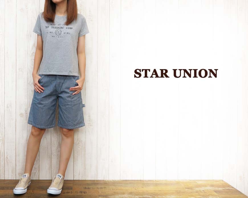 スターユニオン STARUNION レディース ヒッコリー 膝丈 パンツ su50381