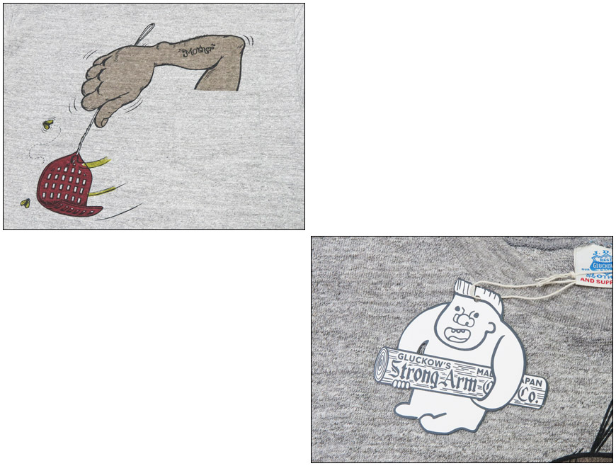 John Gluckow ジョングラッコー by WAREHOUSE ウェアハウス JG-CS07 プリント 半袖 Tシャツ Arm in the Pocketシャドーボーダー ローゲージ編み WAREHOUSE（ウエアハウス） John Gluckow ジョングラッコー by