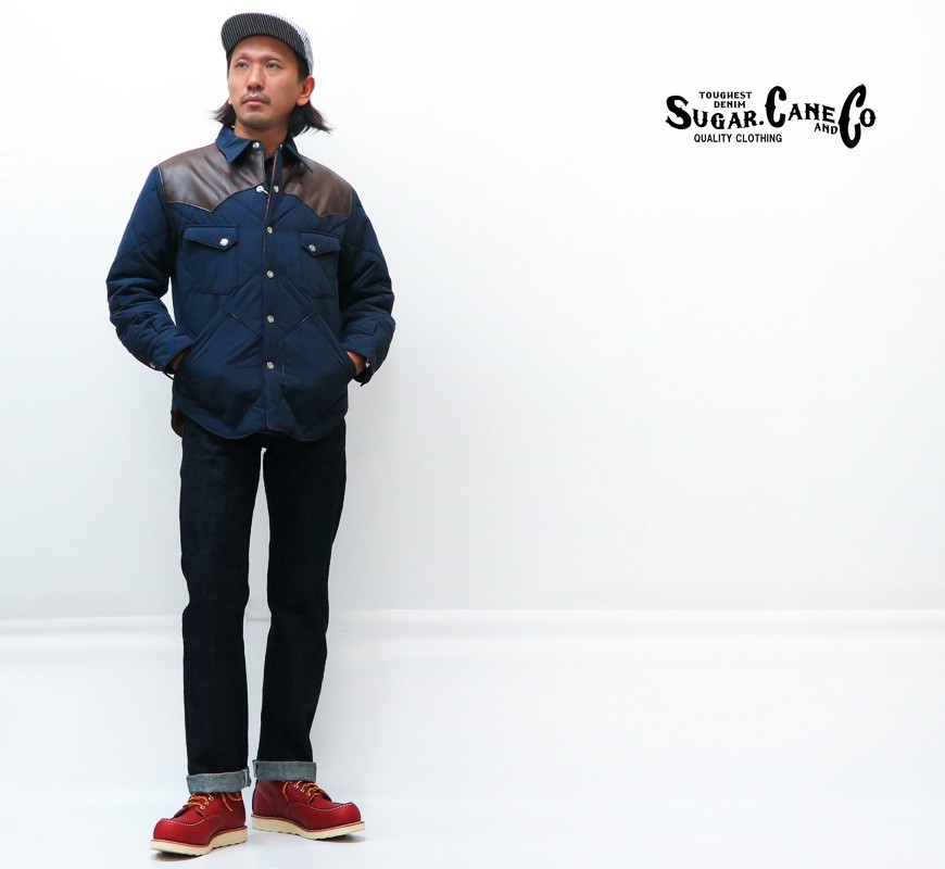 SUGAR CANE シュガーケーン レザーヨーク ウエスタン 中綿 シャツ