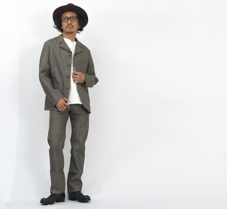 SUGAR CANE シュガーケーン MFSC NOS ブラウンストライプヘリンボーン