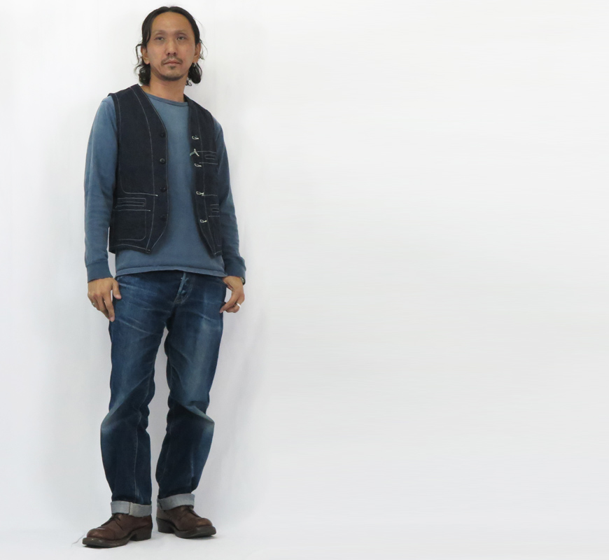 SUGAR CANE シュガーケーン 11oz ブルーデニム ワーク ベスト SC15702