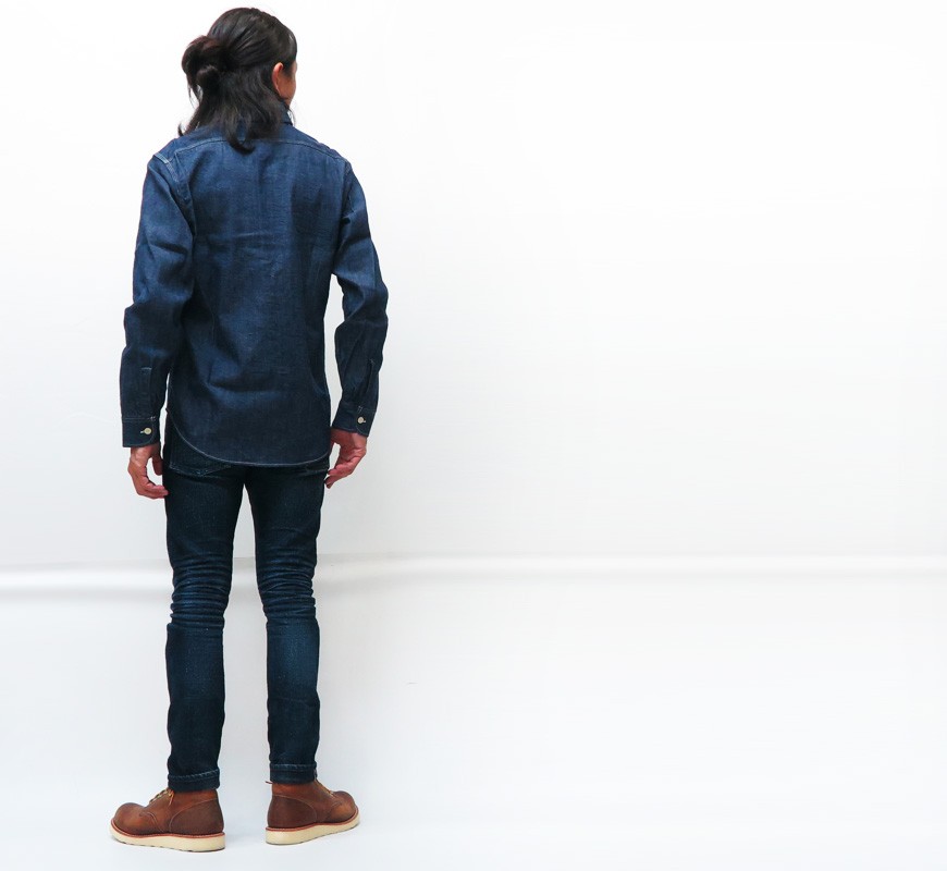 SUGAR CANE シュガーケーン 長袖 ブルーデニム ワークシャツ ネイビー