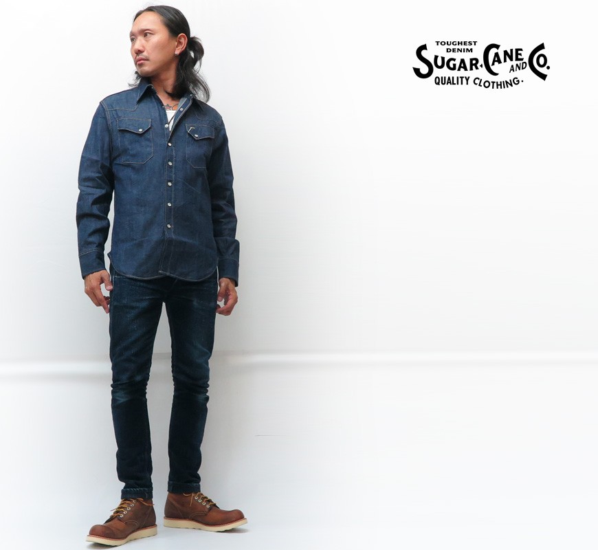 SUGAR CANE シュガーケーン 長袖 ブルーデニム ウエスタン シャツ