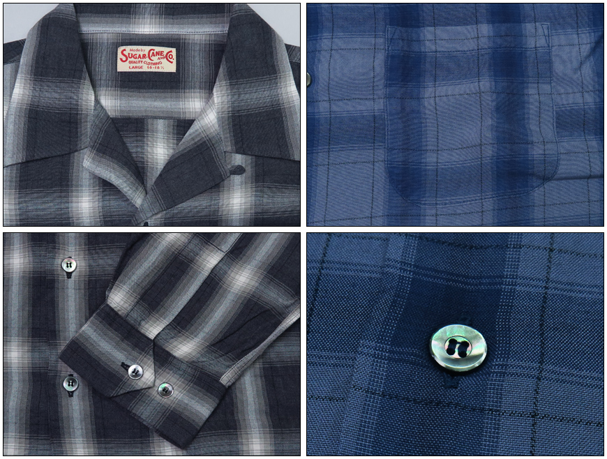 SUGAR CANE シュガーケーン 長袖 レーヨン コバートチェック オープン