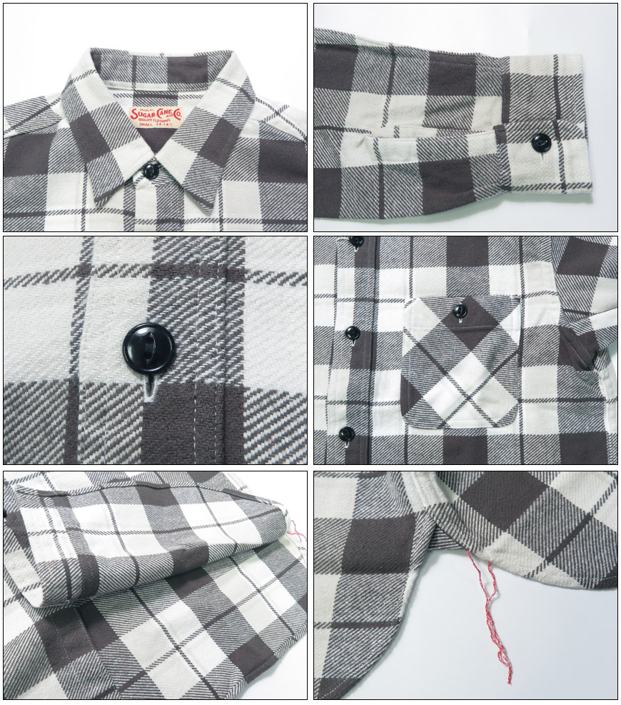 SUGAR CANE シュガーケーン 長袖 ツイルチェックワークシャツ TWILL