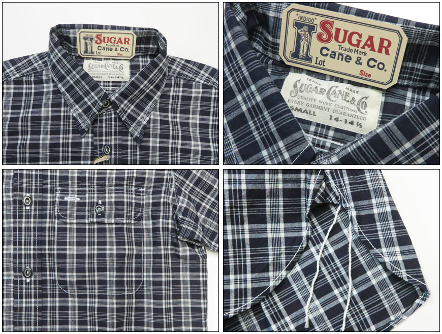 SUGAR CANE シュガーケーン 長袖 インディゴチェック ワークシャツ SUGAR CANE シュガーケーン 長袖 インディゴチェック ワークシャツ
