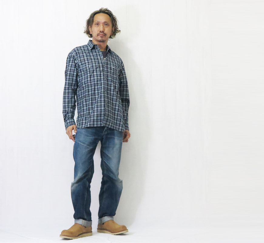 SUGAR CANE シュガーケーン 長袖 インディゴチェック ワークシャツ SUGAR CANE シュガーケーン 長袖 インディゴチェック ワークシャツ