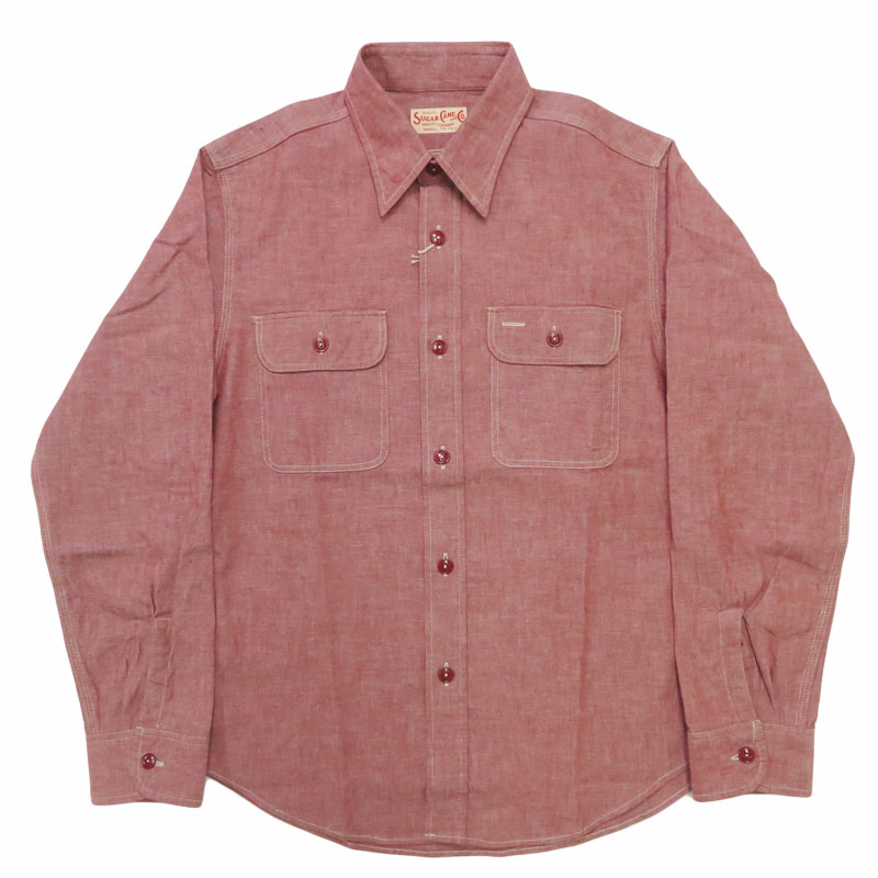 SUGAR CANE シュガーケーン 長袖 レッドシャンブレーシャツ ワーク
