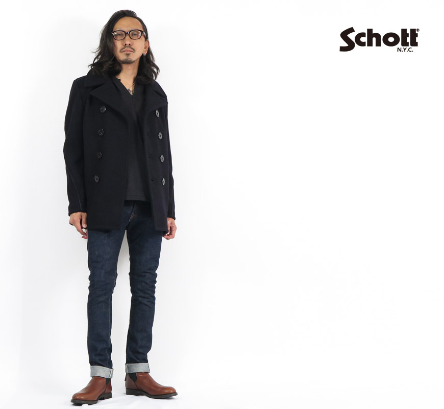 ショット Schott ピーコート レザーパイピング 740C ウールメルトン