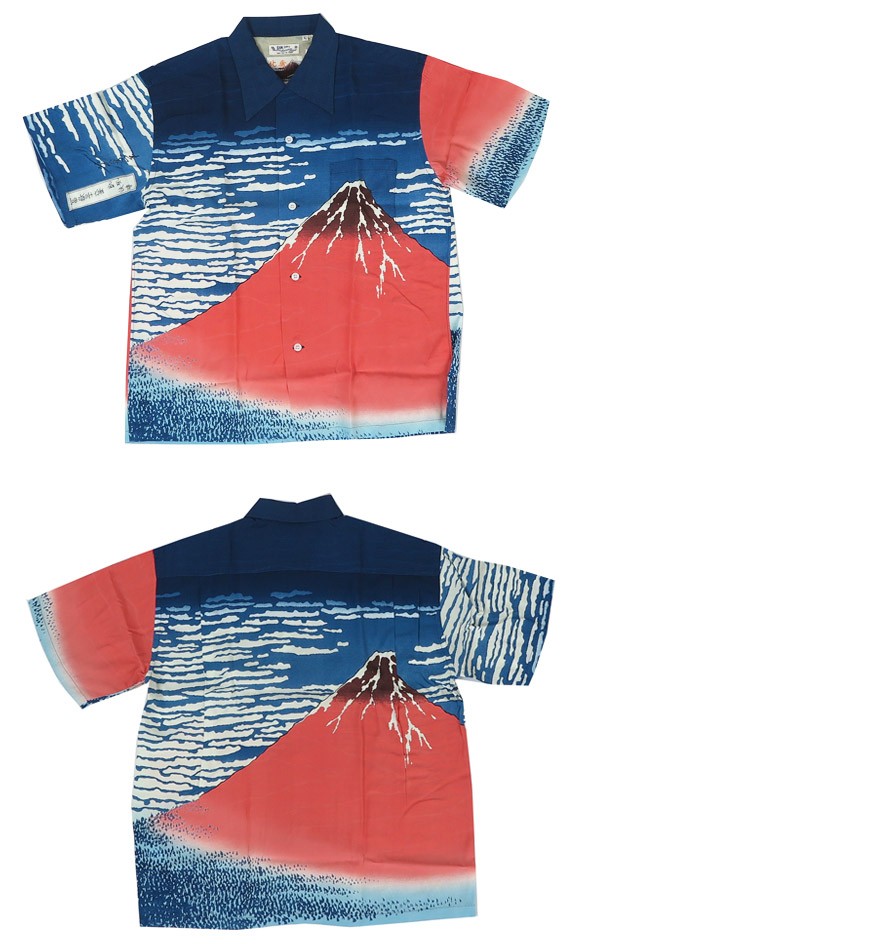 美品✨ 希少XXL サンサーフ 葛飾北斎 凱風快晴 赤富士 アロハシャツ 美品✨ 希少XXL サンサーフ 葛飾北斎 凱風快晴 赤富士 アロハシャツ