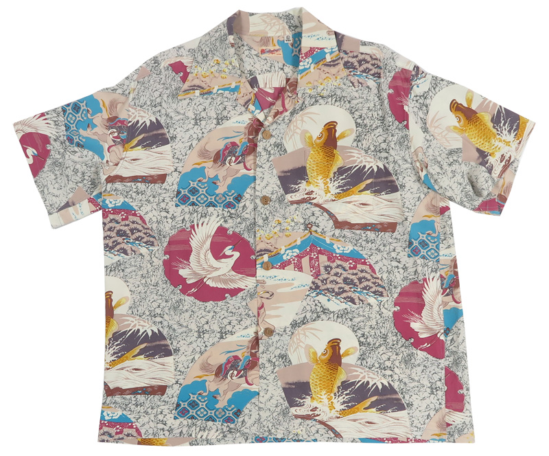 サンサーフ 和柄 アロハシャツ L 壁縮緬 雲海 龍 松 SUN SURF SUN SURF サンサーフ 半袖 レーヨン壁縮緬 ハワイアンシャツ