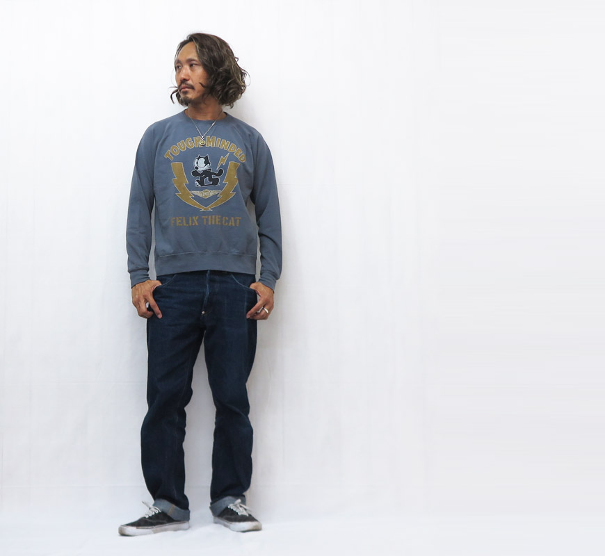 TOYS McCOY（トイズマッコイ） 長袖 プリント ガーメントダイ クルー