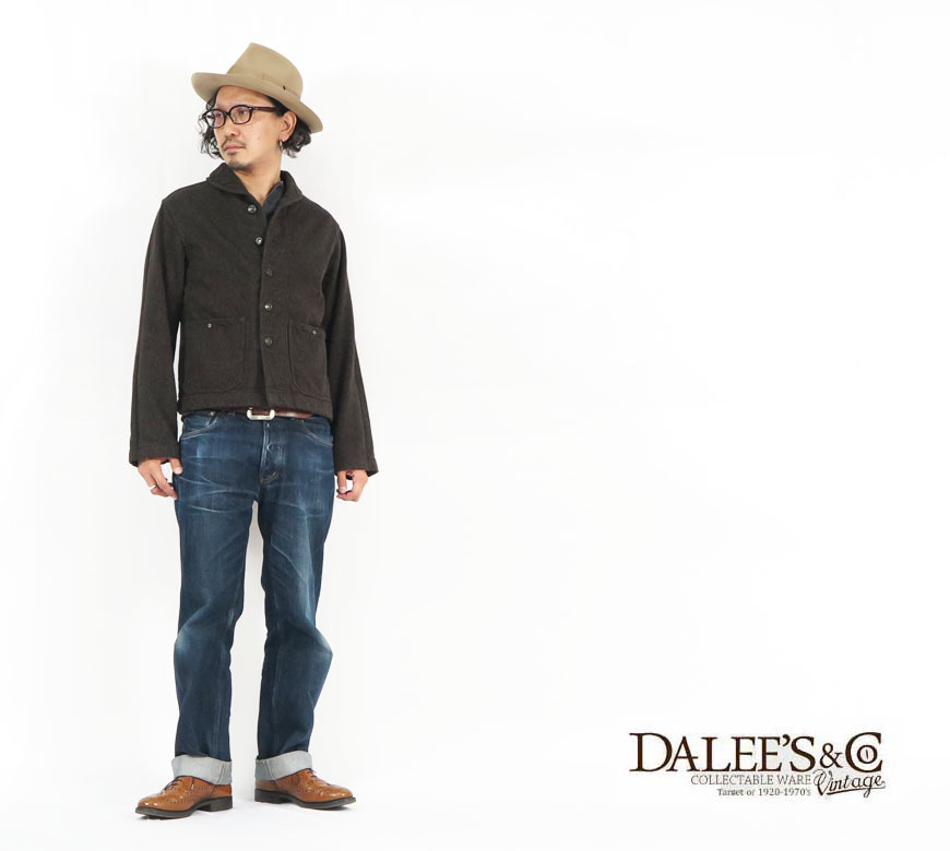 デラックスウエアDALEE'S USN NAVYのショールカラーカバーオール DALLES ＆CO ダリーズ＆コー 40'S U.S.NAVY カバーオール U.S.N.J.06