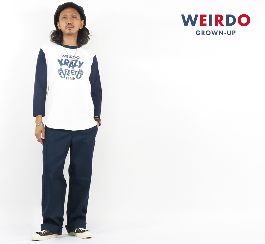 WEIRDO（ウィアード） 七分袖 2トーン ベースボール Tシャツ KRAZY