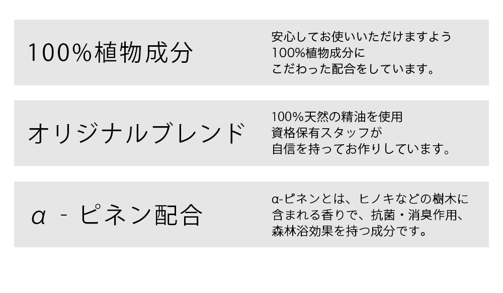 100％植物成分 オリジナルブレンド　抗菌・消臭作用