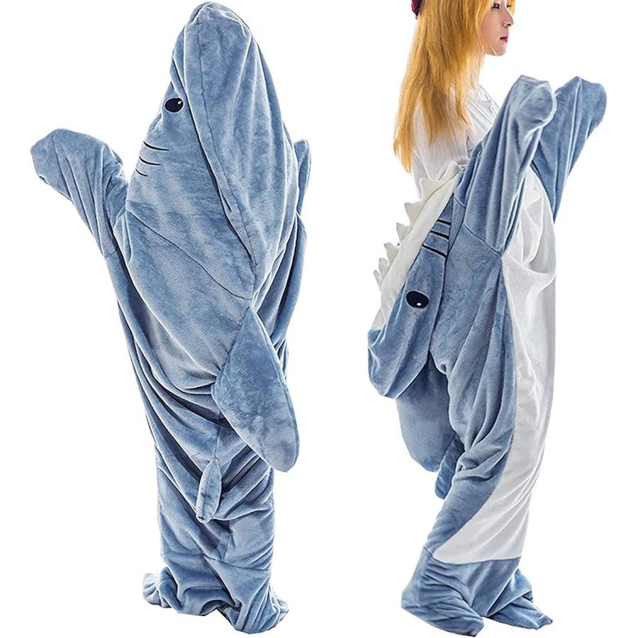 ハロウィン サメ寝袋 フランネル サメブランケット サメ着る毛布 きぐるみ パジャマ 大人用 寝袋 ...