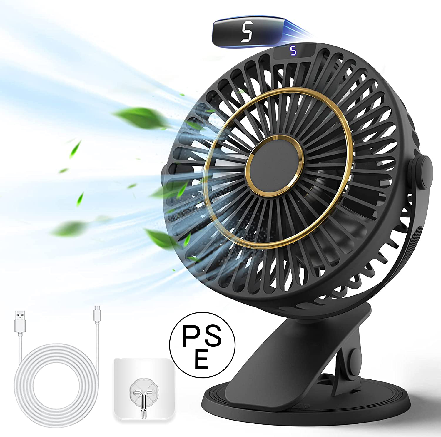 卓上扇風機 USB 扇風機 クリップ 扇風機 小型 風量5段階風量調節｜east-st｜02