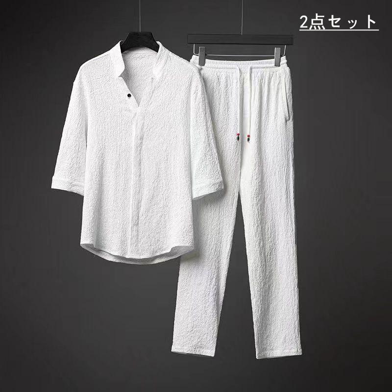 パジャマ メンズ 七分丈 セットアップ 半袖 春夏秋 柔らかく軽い 薄手の快適 七分袖Tシャツ 上下...