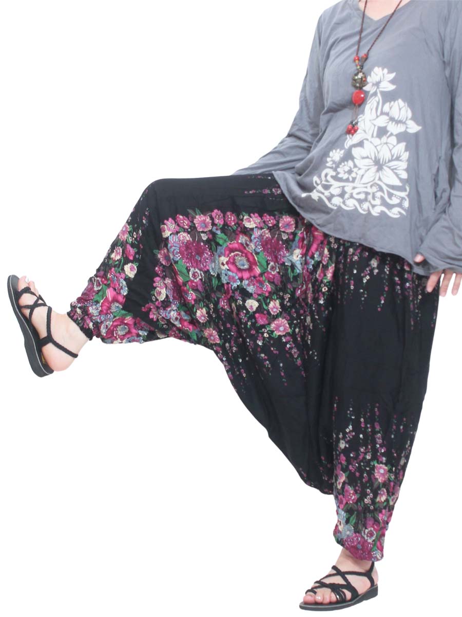 花柄 サルエルパンツ サロペット 2way アラジンパンツ レディース