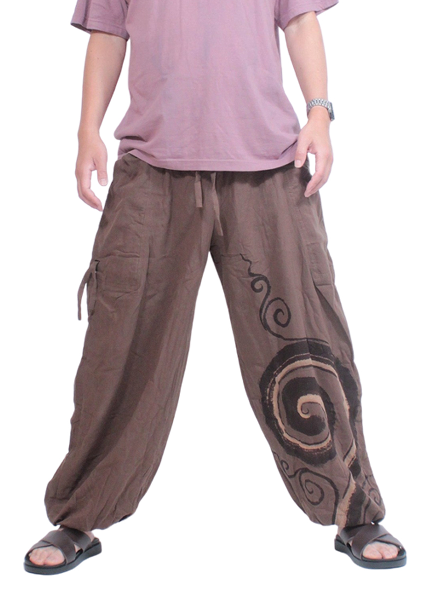 ぐるぐる渦巻き柄 サルエルパンツ メンズ レディース 大きいサイズ