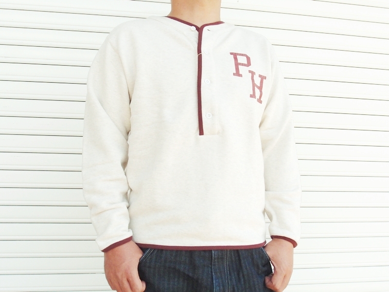 Pherrow's フェローズ スウェットベースボールシャツ EASY NAVY