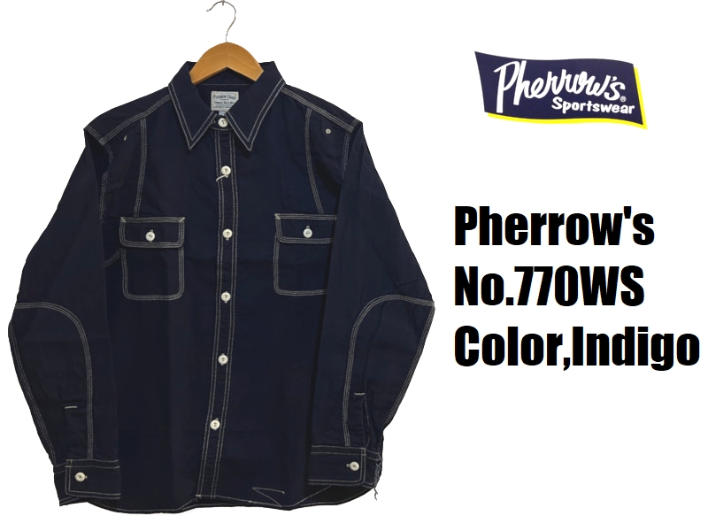 【日本製】 フェローズ シャンブレーワークシャツ770WS リネンミックス M Pherrow's（フェローズ） '40年代モデルワークシャツ Pherrow's EASY