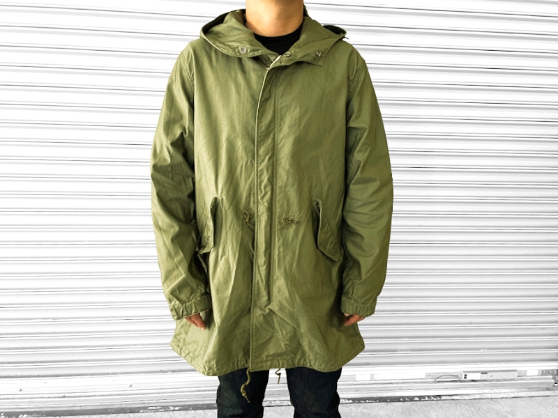 Vintage[GUESS]軽めモッズコートミリタリーグリーン パーカー付 WAIPER.inc ワイパーインク 米軍 M-65 フィッシュテールパーカー