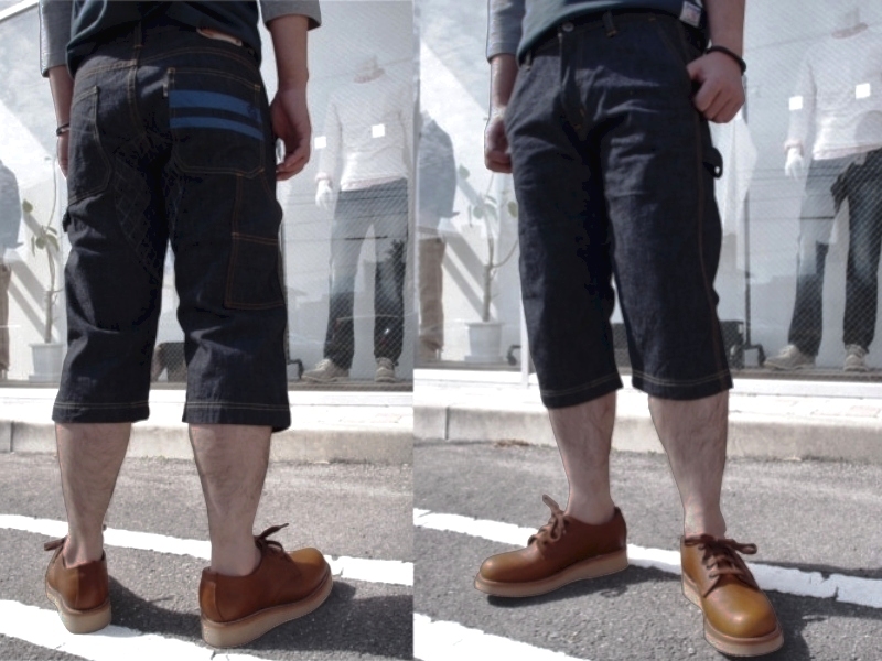 桃太郎ジーンズ ストライプペインター・クロップドパンツ W32