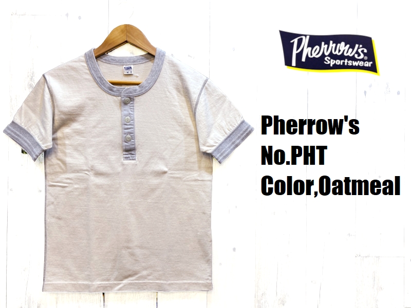 【良品】【送料無料】（PHERROW'S）

19S-PUTJI CHACOAL Pherrow's（フェローズ） ヘンリーネックTシャツ Pherrow's EASY NAVY