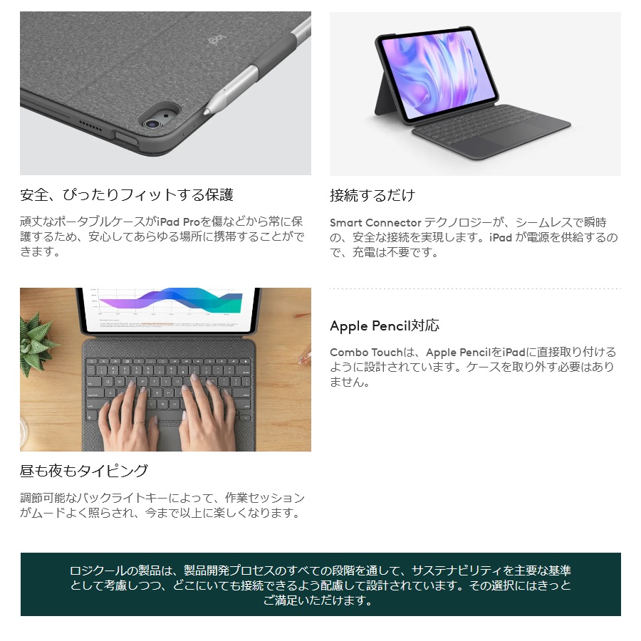 ロジクールG 【ロジクール】 COMBO TOUCH 脱着式 キーボードケース
